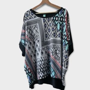 Lawman - White & Black Western Bohemian Top / Blouse - Sz XL